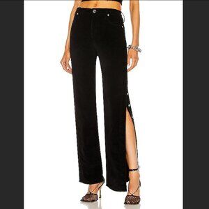 RTA Michael Velvet Wide Leg Black Pants Side Snaps along Legs size 24